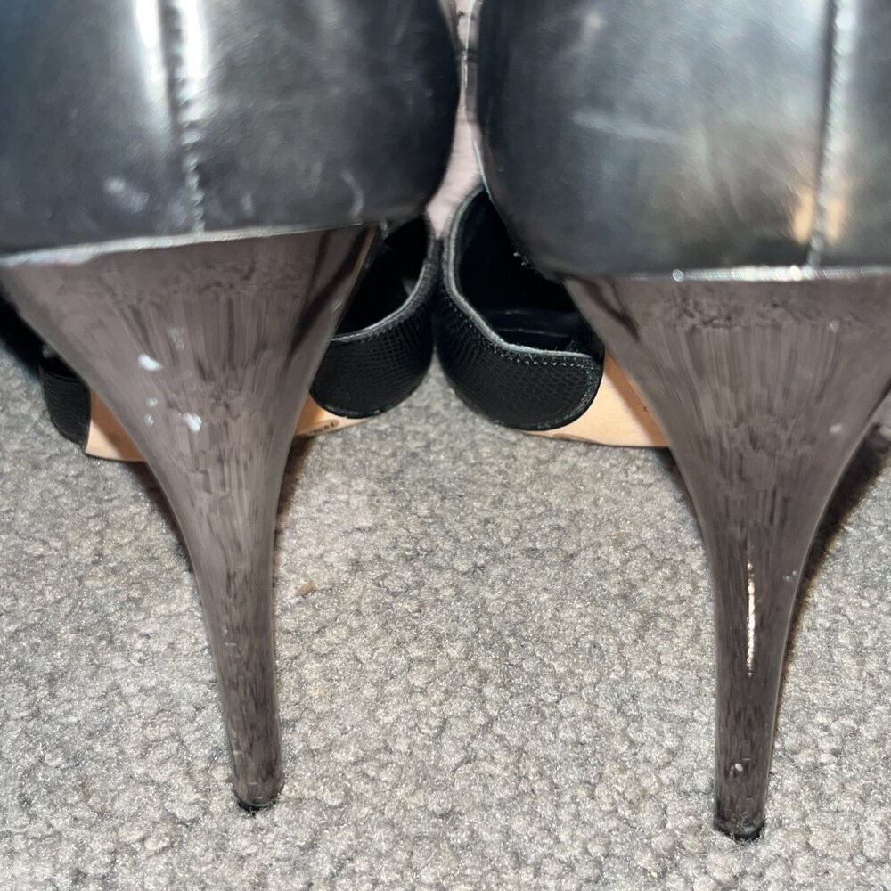 BCBGMAXAZRIA RUNWAY CONCORDE STAMPEDE OVER THE KNEE BLACK LEATHER BOOTS  HTF 10M - Picture 7 of 16